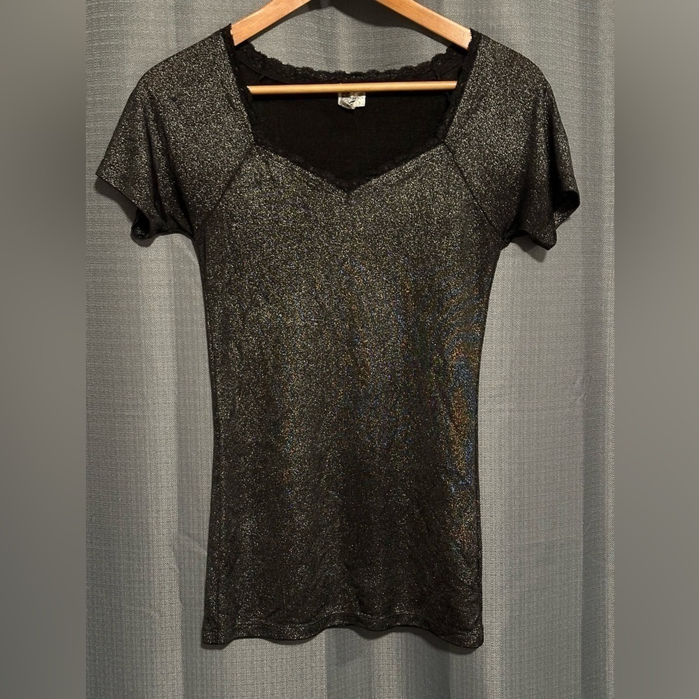 BKE Black Glitter Top